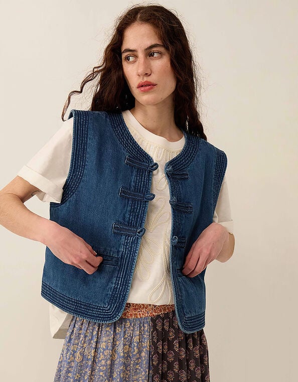 East Juna Denim Gilet, Blue (BLUE), large