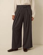 Ambar Pinstripe Wide Leg Trousers, Grey (CHARCOAL), large