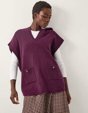 Holly Hooded Knitted Vest, Red (BERRY), large