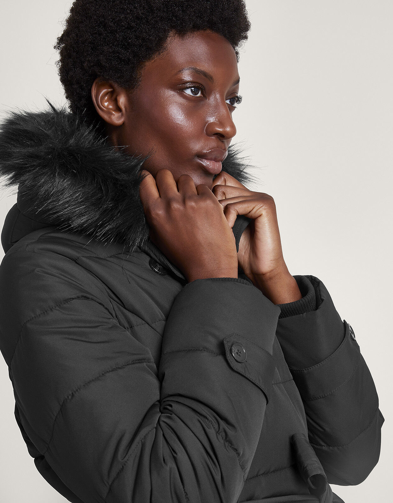 Roxy Padded Belted Coat with Recycled Polyester Black Women s Coats Monsoon Global