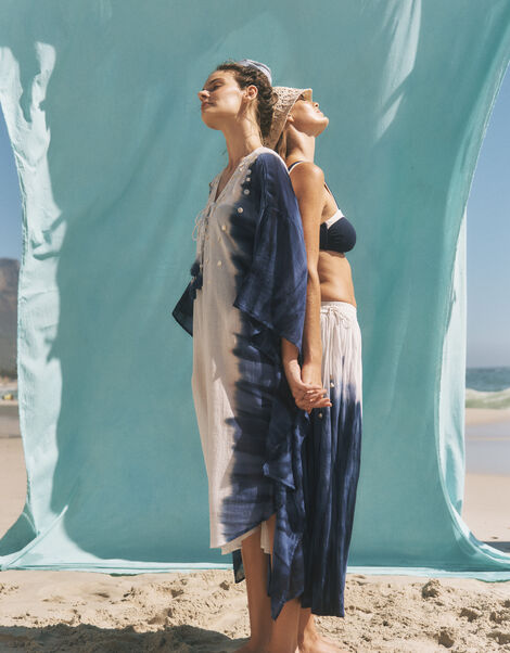 Elise Embellished Dip Dye Midi Kaftan, Blue (BLUE), large