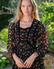 Lyrical Sisters Penny Floral Maxi Dress, Black (BLACK), large