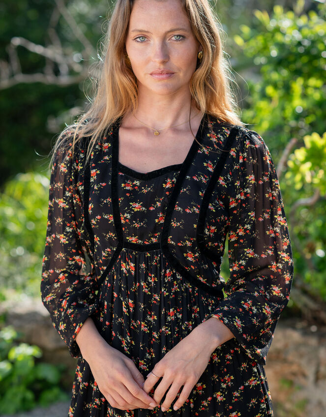 Lyrical Sisters Penny Floral Maxi Dress, Black (BLACK), large