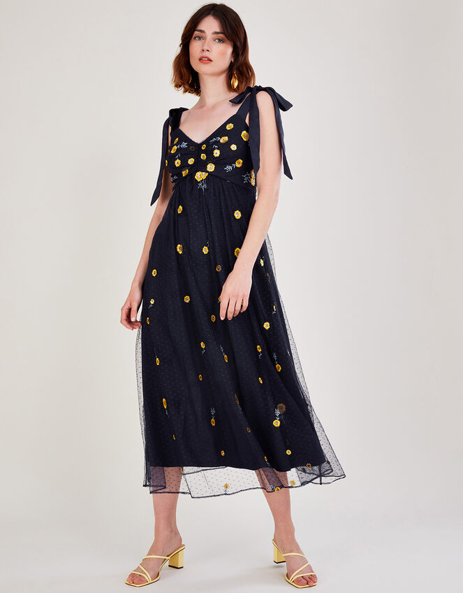 Marisa Embroidered Midi Dress, Blue (NAVY), large
