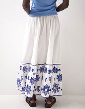 East Harlow Floral Cutwork Maxi Skirt, White (WHITE), large