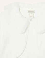 Super Soft Faux Fur Collar Cardigan, Ivory (IVORY), large