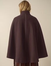 Leia Funnel Neck Cape Coat, Brown (CHOCOLATE), large