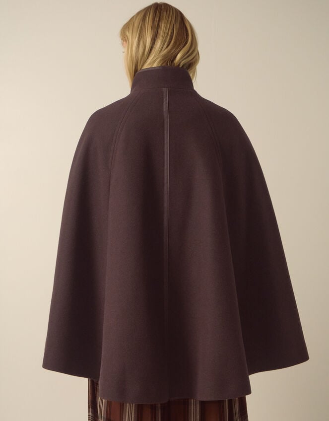 Leia Funnel Neck Cape Coat, Brown (CHOCOLATE), large
