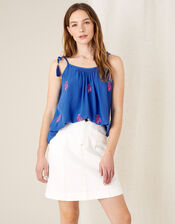 Embroidered Cami Top in LENZING™ ECOVERO™ , Blue (BLUE), large