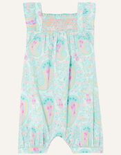 Baby Paisley Print Romper , Blue (AQUA), large
