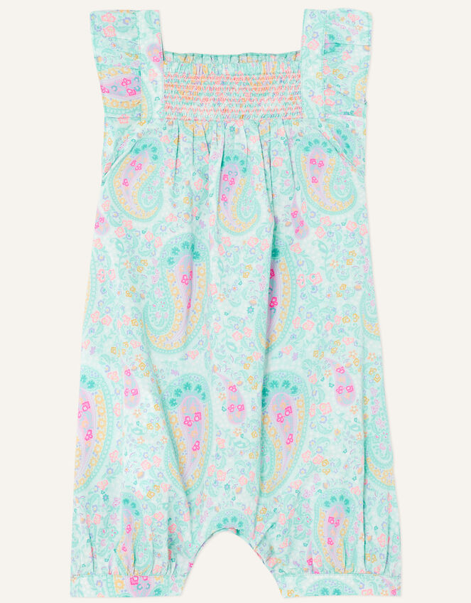 Baby Paisley Print Romper , Blue (AQUA), large