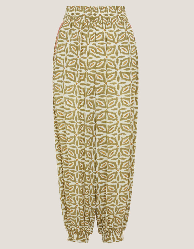 Elma Print Harem Trousers, Green (KHAKI), large
