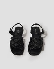 Pip Woven Leather Sandals, Black (BLACK), large