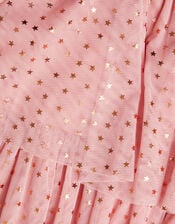 Metallic Star Tiered Mesh Dress, Pink (PINK), large