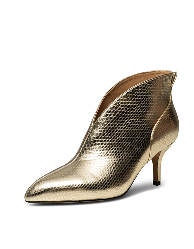 Shoe The Bear Low-Cut Snake Kitten Heels, Gold (GOLD), large