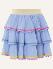 Chambray Ricrac Skirt , Blue (BLUE), large