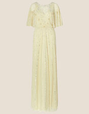 Embellished Maxi Dress in Recycled Polyester, Yellow (YELLOW), large