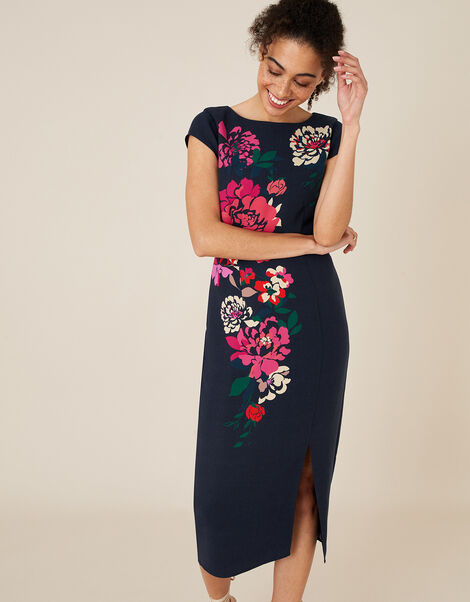 Pippa Floral Shift Dress Blue, Blue (NAVY), large