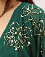 Skyla Floral Embellished Maxi Wrap Dress, Green (DARK GREEN), large