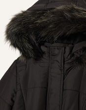Longline Padded and Hooded Coat, Black (BLACK), large