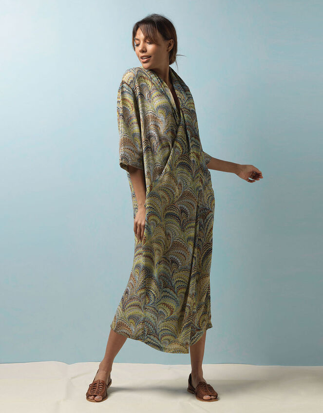 One Hundred Stars Marble Print Rachel Dress, Green (GREEN), large