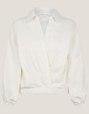 Mika Wrap Blouse, Ivory (IVORY), large