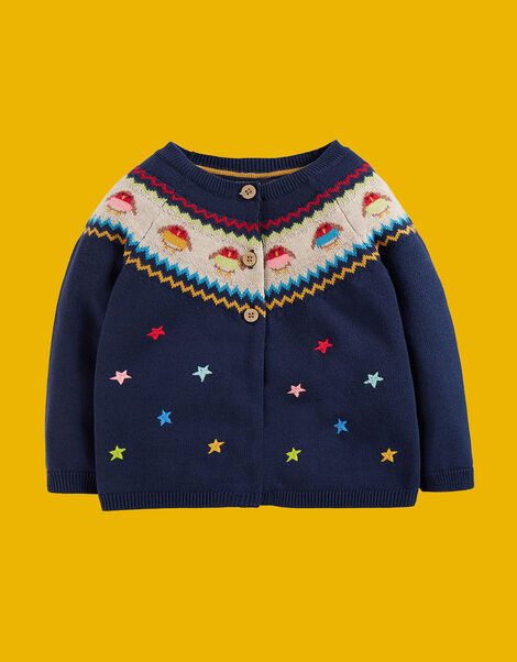 Frugi Kenna Fair Isle Cardigan, Blue (NAVY), large