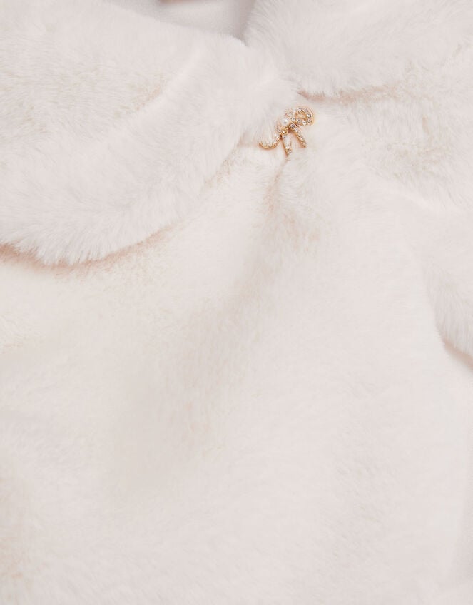 Faux Fur Collared Shrug, Ivory (IVORY), large