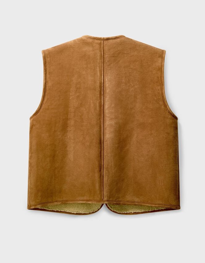 East Zohra Reversible Suede Vest, Tan (TAN), large