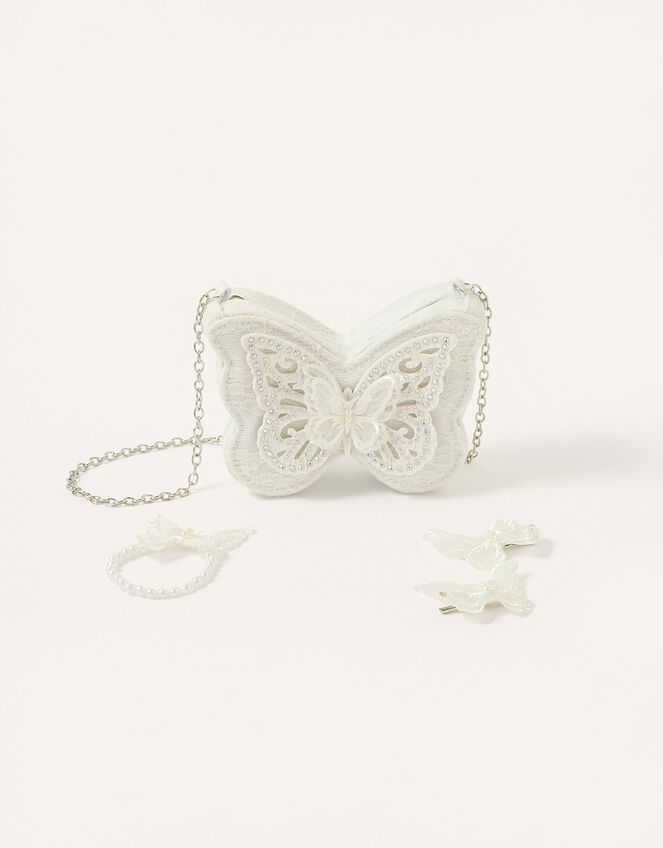 Esma Lace Butterfly Bag Bracelet and Hair Clip Set, , large