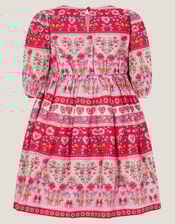 Heart Embroidered Floral Print Dress, Pink (PINK), large