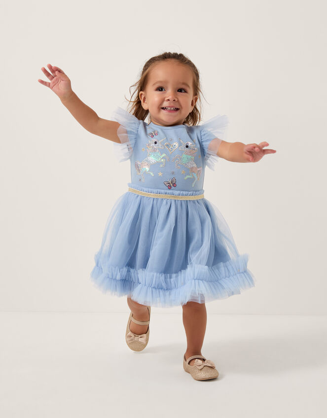 Baby Unicorn Embellished Disco Dress, Blue (BLUE), large