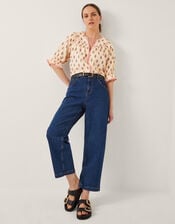 Laurie Floral Print Jersey Top, Ivory (IVORY), large