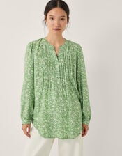 Tortie Floral Pintuck Blouse, Green (GREEN), large