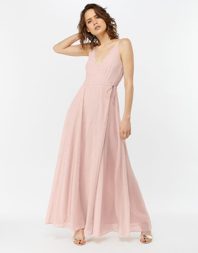 Gemma Pearly Wrap Dress, Pink (PINK), large