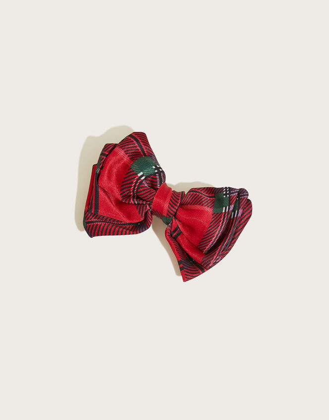 Tartan Large Bow Hair Clip, , large