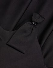 Nina Asymmetrical Bow Strap Prom Dress, Black (BLACK), large