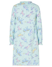 Unicorn Print Nightdress, Blue (AQUA), large
