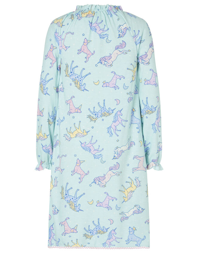 Unicorn Print Nightdress, Blue (AQUA), large