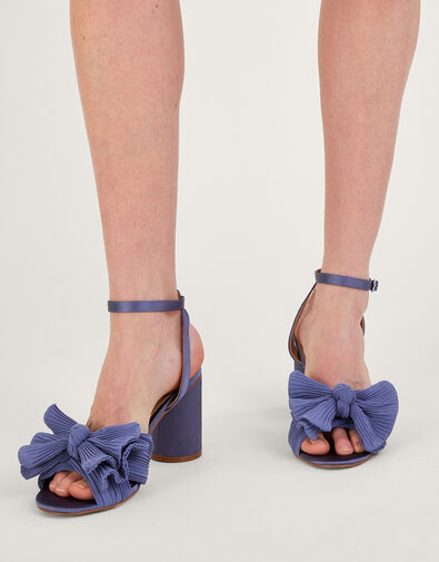Bow Block Heel Sandals Blue, Blue (BLUE), large