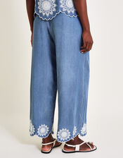 Talia Embroidered Trousers, Blue (DENIM BLUE), large