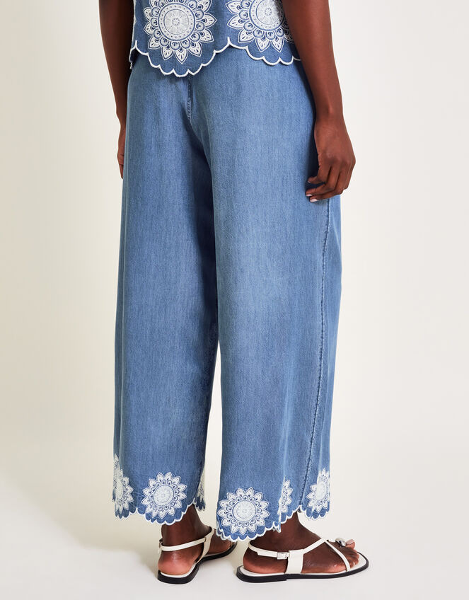 Talia Embroidered Trousers, Blue (DENIM BLUE), large