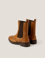 Eli Brogue Leather Chelsea Boots, Tan (TAN), large
