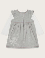 Baby Tree Stitch Detail Pinafore with T-Shirt, Grey (GREY), large