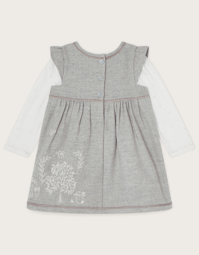 Baby Tree Stitch Detail Pinafore with T-Shirt, Grey (GREY), large