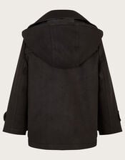 Hooded Peacoat, Black (BLACK), large