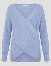 Raylee Wrap Ribbed Jumper, Blue (PALE BLUE), large