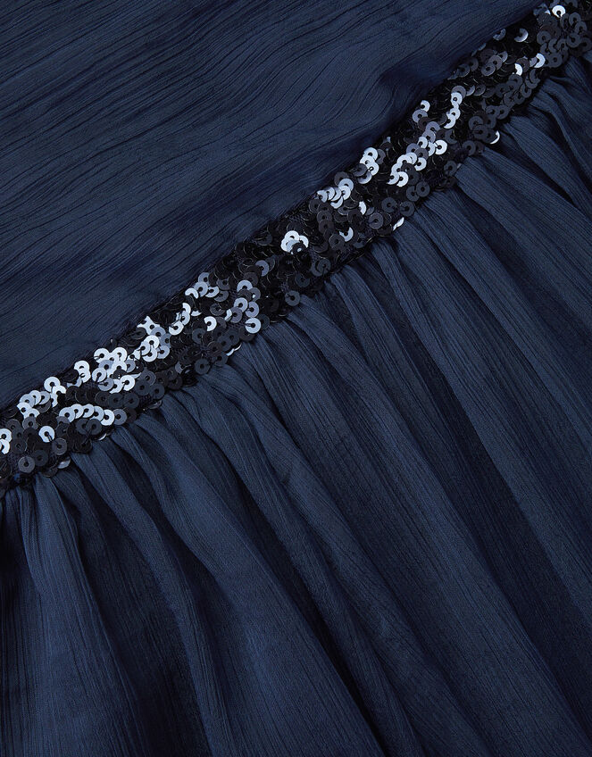 Sequin One Shoulder Prom Dress, Blue (NAVY), large