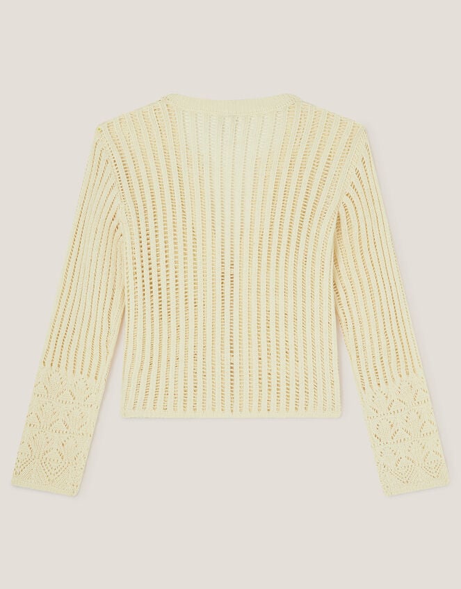 Cropped Knit Cardigan, Ivory (IVORY), large