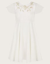 Charlotte Embroidered Dress and Cape, Ivory (IVORY), large